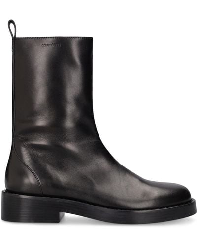 Courreges Rider Leather Tall Boots - Black