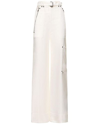 Tom Ford Pantaloni larghi vita alta lvr exclusive in raso - Bianco