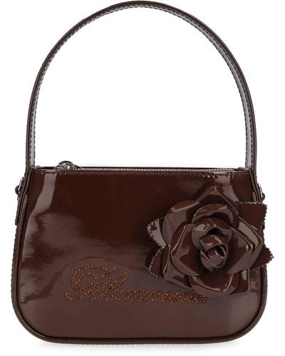 Blumarine Patent Leather Top Handle Bag - Brown
