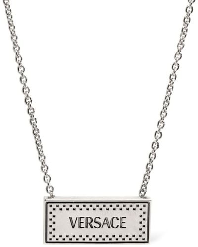 Versace Metal Necklace Logo Plaque - White