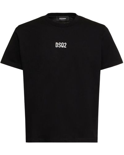 DSquared² T-shirt in jersey di cotone con logo - Nero