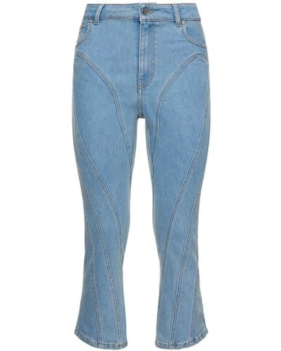 Mugler Stretch Denim Cropped Jeans - Blue