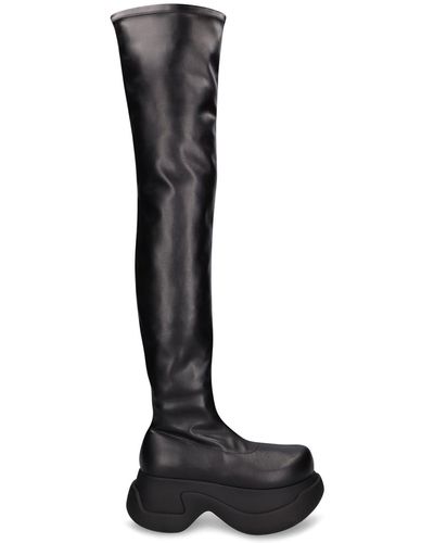 Marni 80Mm Stretch Faux Leather Tall Boots - Black