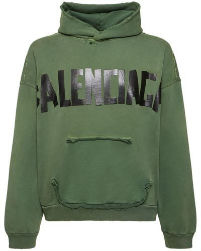 Balenciaga Logo Gaffer Type Vintage Cotton Hoodie - Green