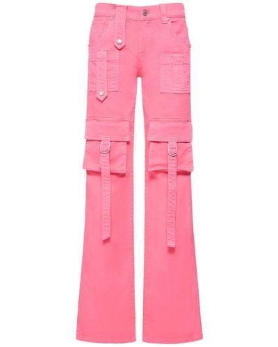 Blumarine Denim Cargo Low Waist Straight Jeans - Pink