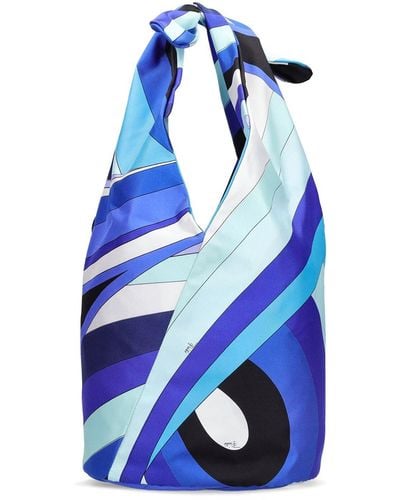 Emilio Pucci Medium Silk Top Handle Bag - Blue