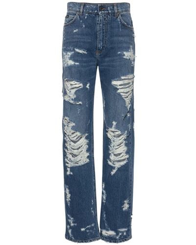 Dolce & Gabbana Jeans In Denim Di Cotone Distressed - Blu