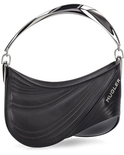 Mugler Mini Spiral Embossed Leather Pouch - Black