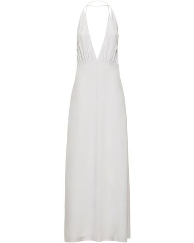 Totême Double-Halter Silk Long Dress - White