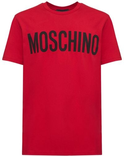 Moschino Camiseta de algodón con logo estampado - Rojo