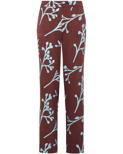 Asceno The London Printed Silk Pyjama Trousers - Red