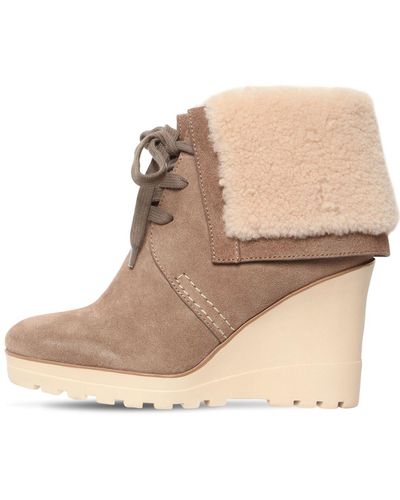 See By Chloé 90mm Rachel Suede & Fur Ankle Boots - Multicolor