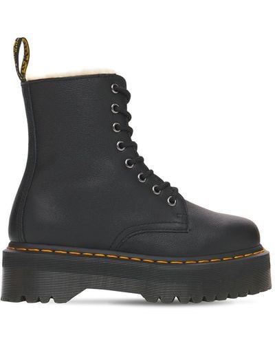 Dr. Martens 40mm Jadon Fur Lined Leather Boots - Black