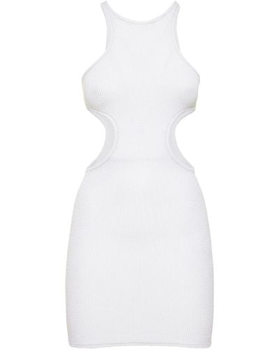 Reina Olga Ele Cut Out Crinkle Stretch Mini Dress - White