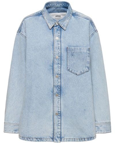 Ami Paris Oversized Hemd Aus Baumwolldenim "adc" - Blau