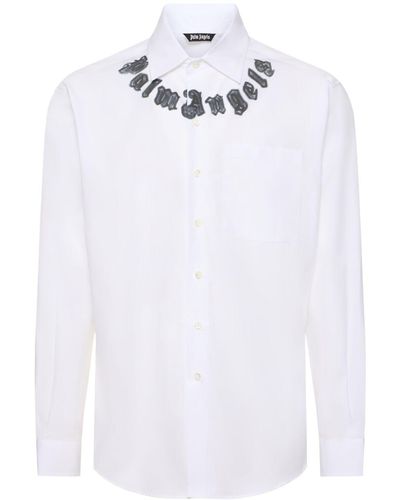 Palm Angels Camisa de algodón con logo - Blanco