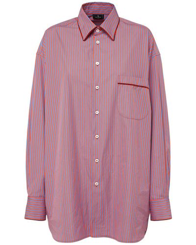 Etro Striped Cotton Poplin Shirt - Pink