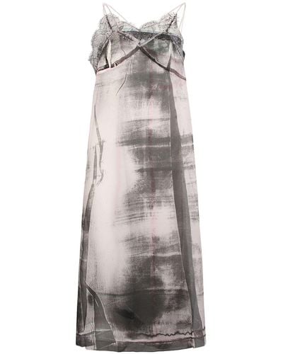 Maison Margiela Silk Tulle Midi Dress - Gray