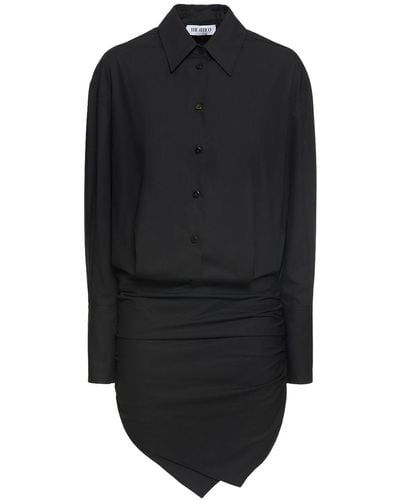 The Attico Hatty Canvas Shirt Style Mini Dress - Black
