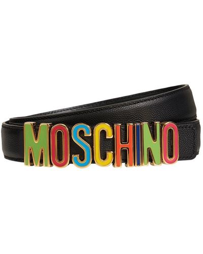 Moschino 3cm Lacquered Logo Leather Belt - White