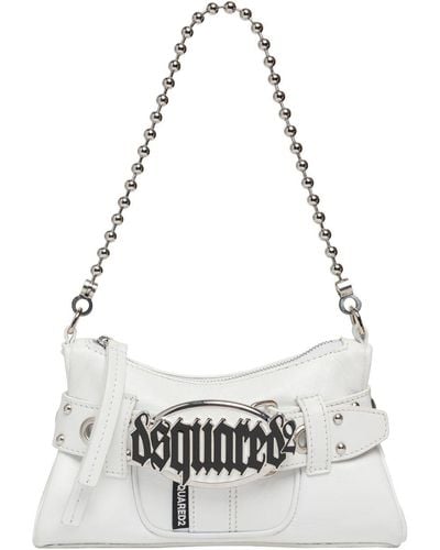 DSquared² Gothic Logo Belted Leather Clutch - White