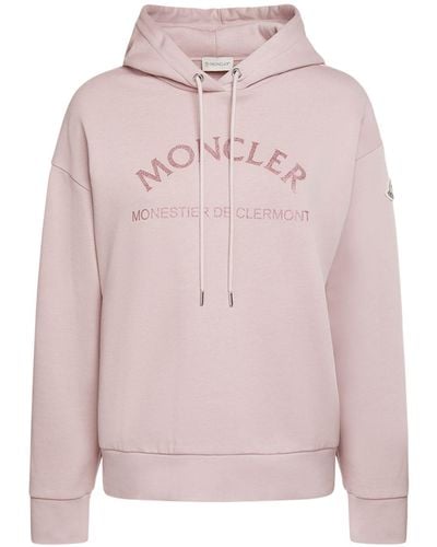 Moncler Logo Cotton Blend Hoodie - Pink