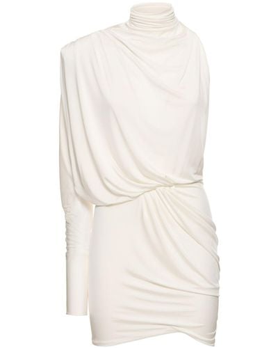 Alexandre Vauthier Draped Jersey One Sleeve Mini Dress - White
