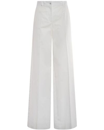 Dolce & Gabbana Pantalon ample en gabardine de coton - Blanc