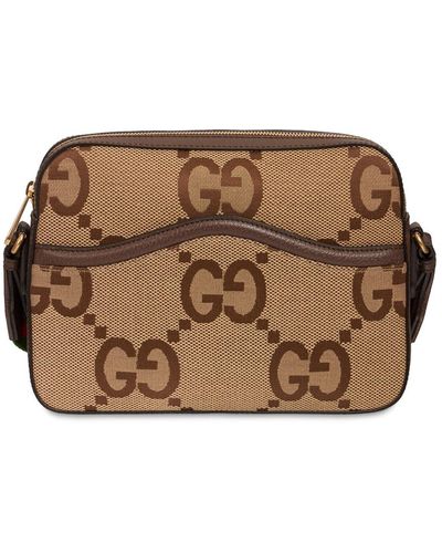 Gucci Jumbo Gg Canvas Messenger Bag - Brown