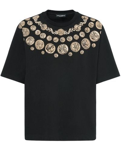 Dolce & Gabbana Ancient Coins Printed Waxed T-Shirt - Black
