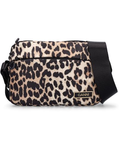 Ganni Tasche mit Leoparden-Print - Schwarz