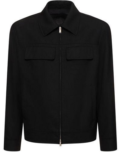 Lardini Wool Zipped Overshirt - Black