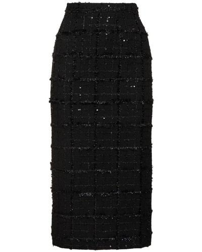 Alessandra Rich スパンコールツイードスカート - ブラック