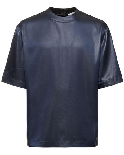 Nanushka Boxy Tech Satin T-Shirt - Blue