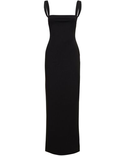 Solace London Robe longue en crêpe à col carré joni - Noir