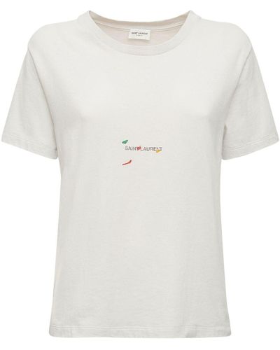 Saint Laurent Camiseta Bruno V. Roels De Algodón Con Logo - Blanco