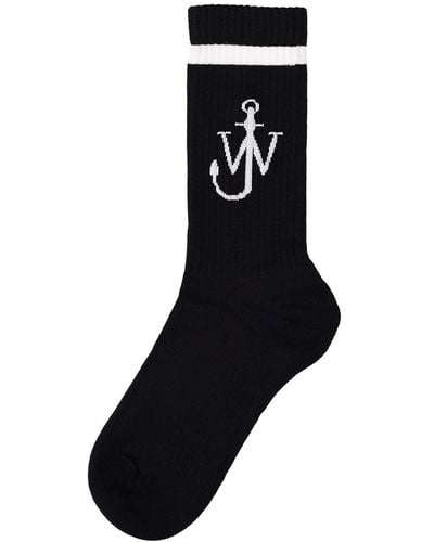 JW Anderson Logo Cotton Blend Socks - Black