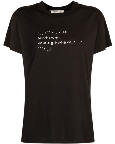 Maison Margiela Bedrucktes T-shirt Aus Baumwolljersey - Schwarz