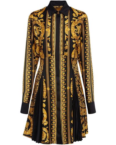 Versace Vestito in twill di seta stampa barocco - Multicolore