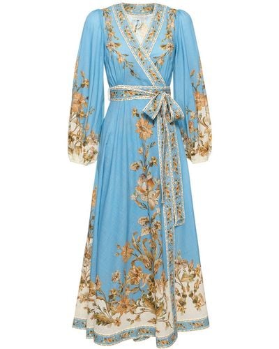 Zimmermann Vestido Chintz de algodon floral - Azul