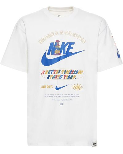 Nike Bedrucktes T-shirt Aus Baumwolle - Weiß