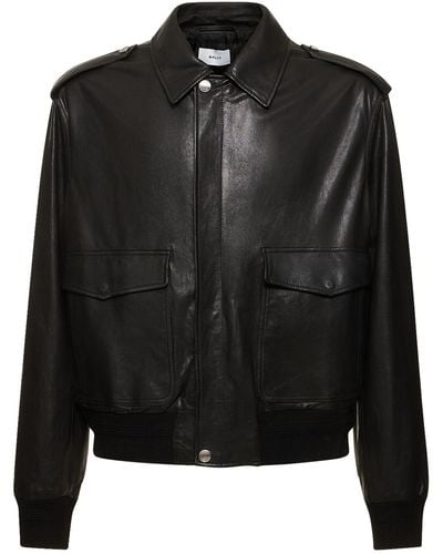 Bally Leather Bomber Jacket - Black