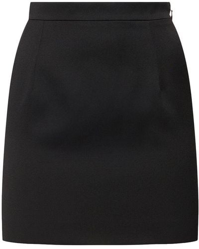 Alessandra Rich Light Wool High Waist Mini Skirt - Black