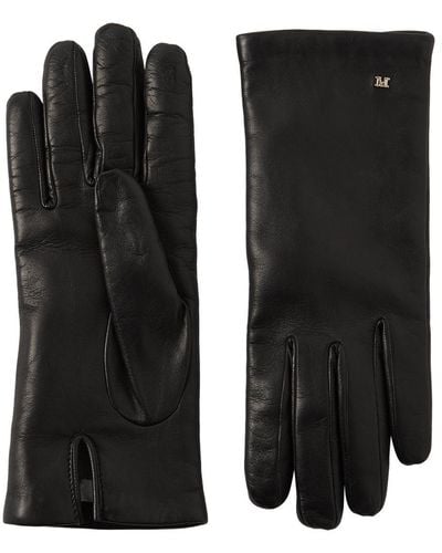 Max Mara Spalato Smooth Leather Gloves - Black