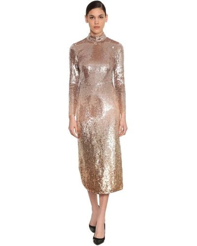 Temperley London Degradé Sequined Stretch Tulle Dress - Natural