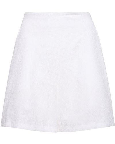 Max Mara Canale Seersucker Cotton Shorts - White