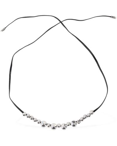 Alessandra Rich Leather Hair Piece W/ Crystal - Natural