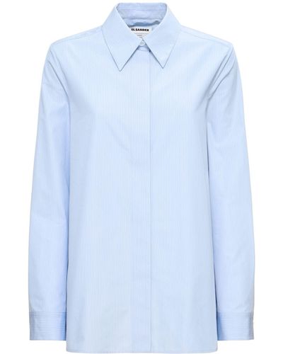 Jil Sander Relaxed Striped Cotton Poplin Shirt - Blue