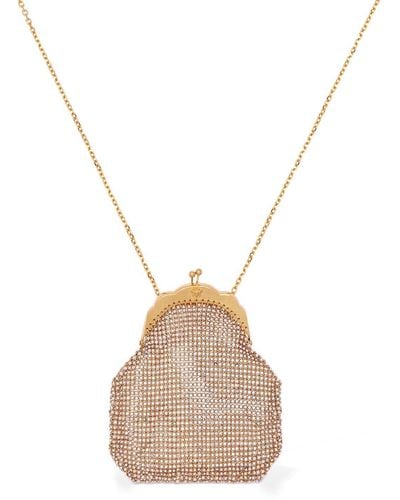 Versace Small Embellished Pouch Long Necklace - Metallic