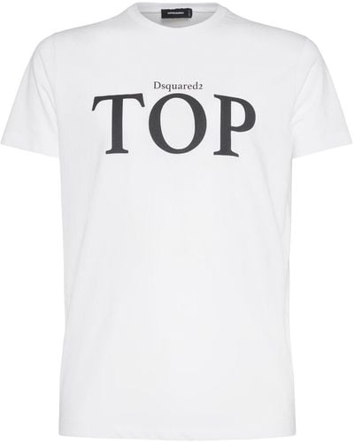 DSquared² Bedrucktes T-shirt Aus Baumwolljersey - Weiß